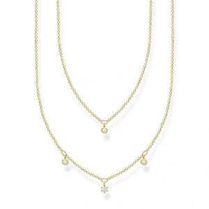 THOMAS SABO náhrdelník Double white stones gold KE2078-414-14-L45v