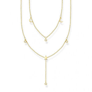 THOMAS SABO náhrdelník Double white stones gold KE2070-414-14