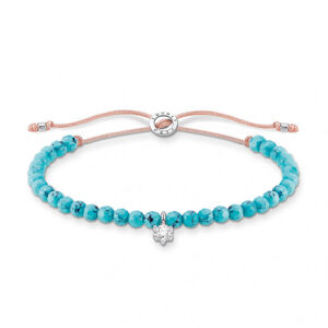 THOMAS SABO šnúrkový náramok Turquoise pearls with white stone A1987-905-17-L20v