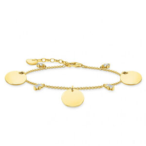 THOMAS SABO strieborný náramok Three discs and stones gold A1962-414-39-L19v