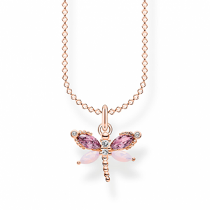 THOMAS SABO náhrdelník Dragonfly with stones rose gold KE2096-321-7-L45V