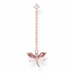 THOMAS SABO kusová náušnica Dragonfly with stones rose gold H2187-321-7