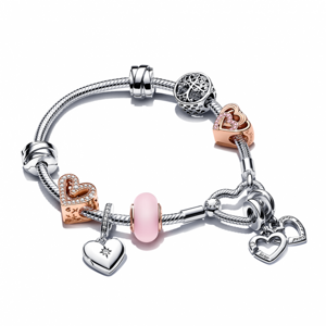 PANDORA náramok Intertwined Love Hearts Love Hearts