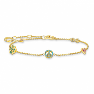 THOMAS SABO strieborný náramok Symbols multicoloured gold A2039-488-7