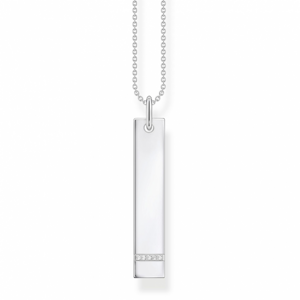 THOMAS SABO náhrdelník Tag with white stones silver KE2134-051-14-L50V