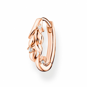 THOMAS SABO kusová náušnica Leaves with white stones rosegold CR681-416-14