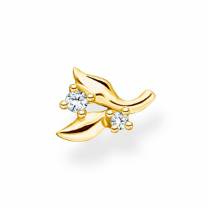 THOMAS SABO kusová náušnica Leaves with white stones gold H2222-414-14
