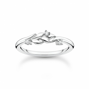 THOMAS SABO prsteň Leaves with white stones TR2376-051-14