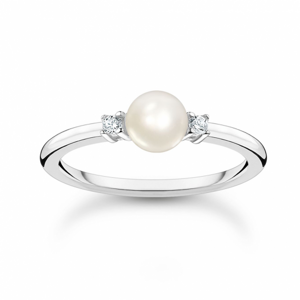 THOMAS SABO prsteň Pearl with white stones silver TR2370-167-14