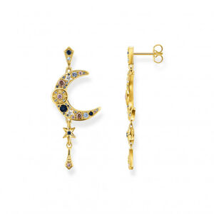 THOMAS SABO náušnice Royalty moon with stones gold H2200-959-7