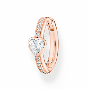 THOMAS SABO kusová náušnica Heart and white stones rose gold CR692-416-14