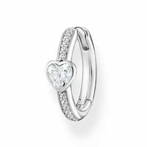 THOMAS SABO kusová náušnica Heart and white stones silver CR692-051-14
