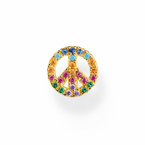 THOMAS SABO kusová náušnica Peace with colourful stones gold H2218-488-7
