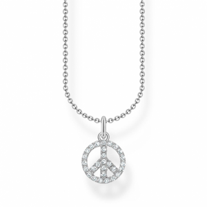 THOMAS SABO náhrdelník Peace with white stones silver KE2175-051-14-L45V