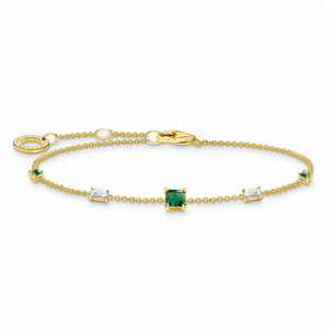 THOMAS SABO náramok Green and white stones gold A2059-971-7-L19v