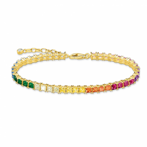 THOMAS SABO strieborný náramok Colourful stones pavé gold A2029-996-7-L19v