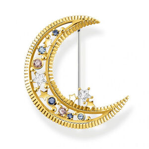 THOMAS SABO brošňa Moon with coloured stones gold X0283-959-7