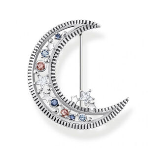 THOMAS SABO brošňa Moon with coloured stones silver X0283-945-7