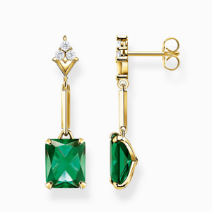 THOMAS SABO náušnice Green and white stones gold H2177-971-6