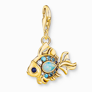 THOMAS SABO strieborný prívesok charm Colourful fish gold 1921-959-7