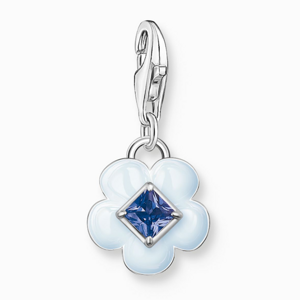 THOMAS SABO strieborný prívesok charm Flower with blue stone 1916-496-1