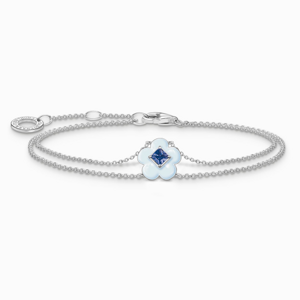 THOMAS SABO strieborný náramok Flower with blue stone A2093-496-1