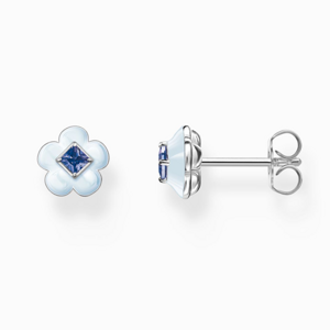 THOMAS SABO náušnice Flower with blue stone H2269-496-1