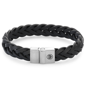 REBEL & ROSE kožený náramok Braided Black Matt RR-M0025-S