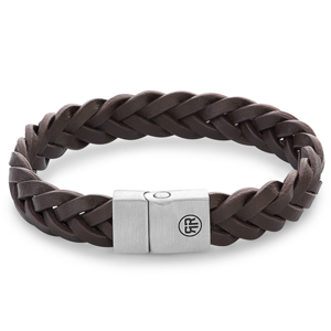 REBEL & ROSE kožený náramok Metal Braided Brown Matt RR-M0028-S