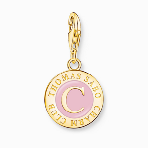 THOMAS SABO strieborný prívesok Member Charm with pink cold enamel gold 2097-427-9