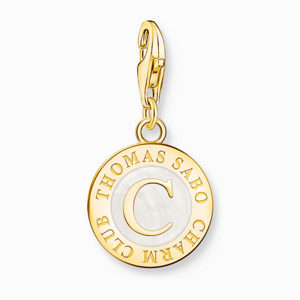 THOMAS SABO strieborný prívesok Member Charm with white cold enamel gold 2095-427-14