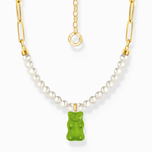 THOMAS SABO x HARIBO náhrdelník Green goldbears & pearls KE2207-430-6