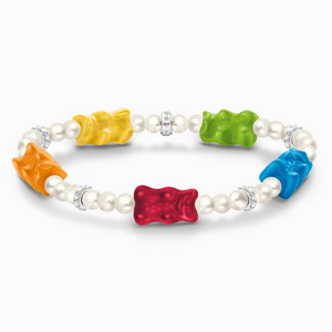 THOMAS SABO x HARIBO strieborný náramok Colourful goldbears & pearls A2153-052-7